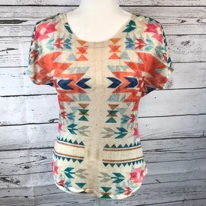 Gaze-Geometric print lightweight sweater